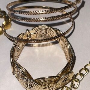 Vintage Costume Jewelry Lot | Assorted Gold-Tone Bracelets & Necklaces